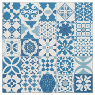Marokkanisches Kacheln - blau und weiß Stoff
