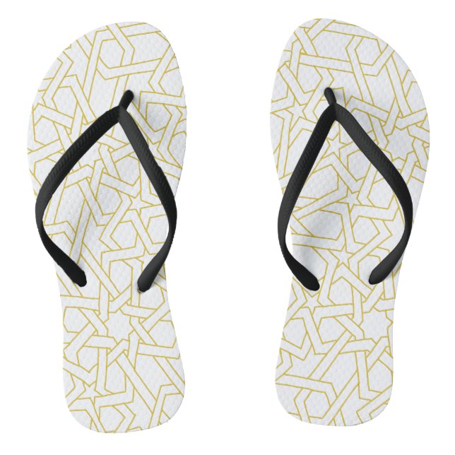 Marokkanisches Kunstdesign in Goldfarbe Flip Flops (Fußbett)