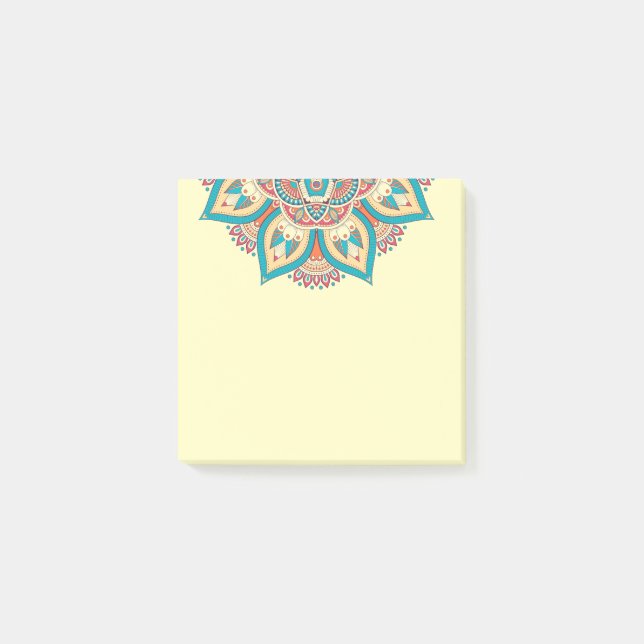 Marokkanisches Mandala-farbenes ethnisches Muster Post-it Klebezettel (Vorderseite)
