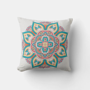 Marokkanisches Mandala mit bunten ethnischen Muste Kissen