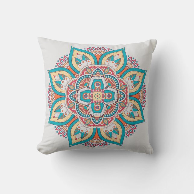 Marokkanisches Mandala mit bunten ethnischen Muste Kissen (Vorderseite)