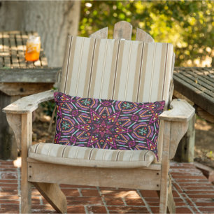 Marokkanisches mediterranes Boho-Fliesen-Kunstmust Kissen Für Draußen
