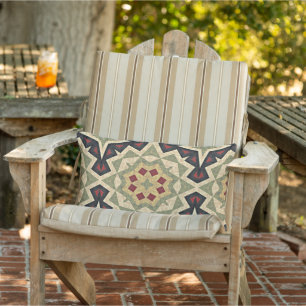 Marokkanisches mediterranes Boho-Fliesen-Kunstmust Kissen Für Draußen