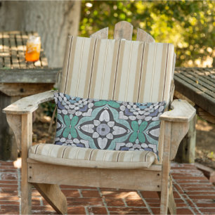 Marokkanisches mediterranes Boho-Fliesen-Kunstmust Kissen Für Draußen
