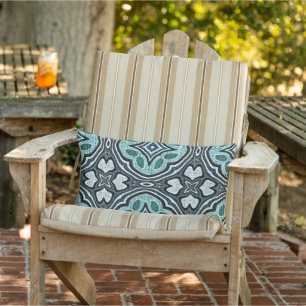 Marokkanisches mediterranes Boho-Fliesen-Kunstmust Kissen Für Draußen
