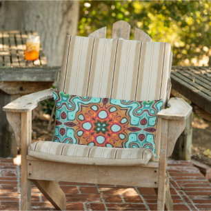Marokkanisches mediterranes Boho-Fliesen-Kunstmust Kissen Für Draußen