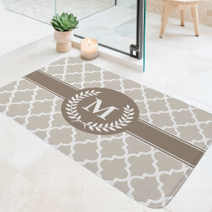 Marokkanisches Monogramm in Beige und Mocha Badematte