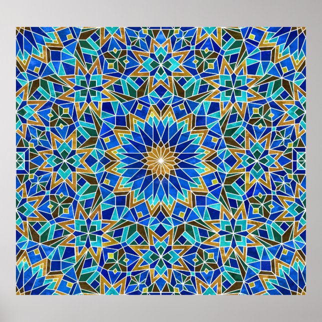 Marokkanisches Mosaik: Arabisches Nahtloses Design Poster (Vorne)
