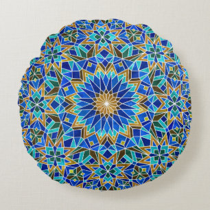 Marokkanisches Mosaik: Arabisches Nahtloses Design Rundes Kissen