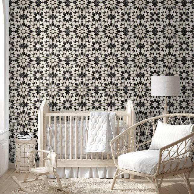 Marokkanisches Mosaik aus schwarzem und weißem Mar Tapete (Kinder)