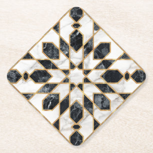 Marokkanisches Mosaik aus schwarzem und weißem Mar Untersetzer