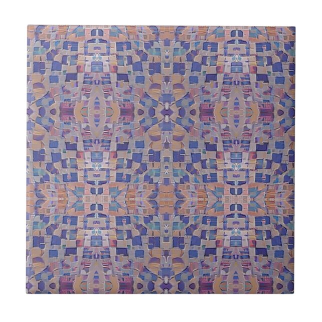 marokkanisches Mosaik inspiriert, blaues Beige Fliese (Vorderseite)