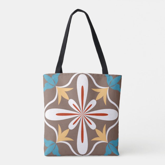 Marokkanisches Mosaik Tile Elegant & Chic Blumende Tasche (Rückseite)