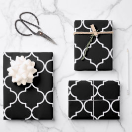 Marokkanisches Muster aus schwarzem und weißem Mit Geschenkpapier Set