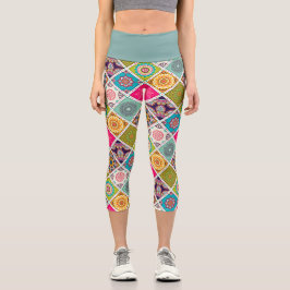Marokkanisches Muster bunt funky art Capri Leggings