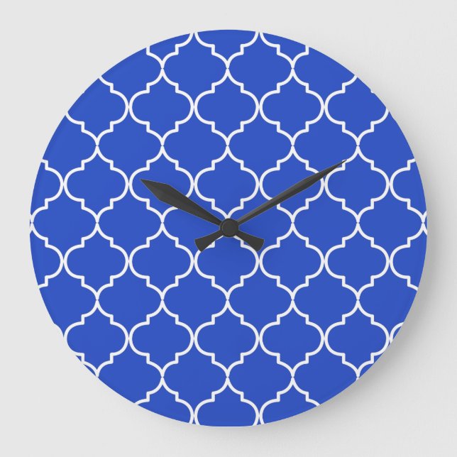 Marokkanisches Muster in Blau und Weiß  Große Wanduhr (Vorderseite)