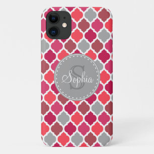 Marokkanisches Muster Monogramm Stilvolles Rosa Gr Case-Mate iPhone Hülle