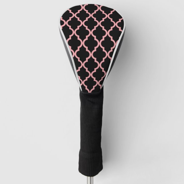 Marokkanisches Muster: Rosa u. Schwarzes Golf Headcover (Vorderseite)
