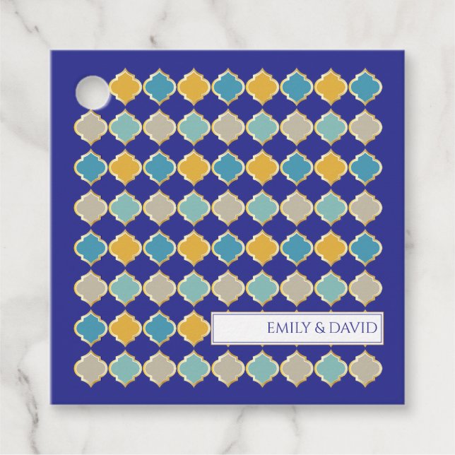 Marokkanisches Muster Tile Royal Golden Wedding Geschenkanhänger (Vorderseite)