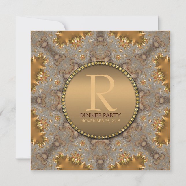 Marokkanisches Star Dinner Party Gold Einladung (Vorderseite)
