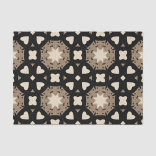 Marokkanisches Stilmuster Schwarz & Beige Geometri Seidenpapier