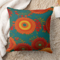 marokkanisches Stoff exotisch rot orange aquamarin