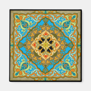 Marokkanisches Tile Blau-grünes Gold Magnet