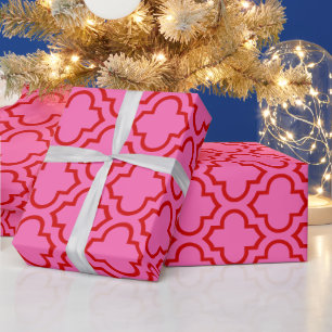 Marokkanisches Vierblatt #6 DIY-Farben Hot Pink Ro Geschenkpapier