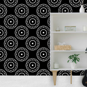 Marokkanisches White Simple Mandala Motifs auf sch Tapete
