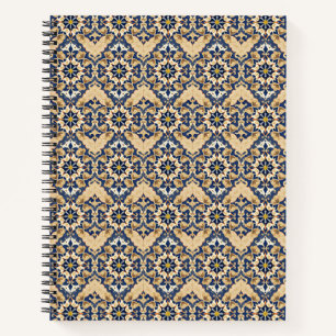 Marokkanisches Zellige-Fliesenmosaik Blaues Notizb Notizbuch
