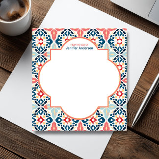 Marokkanisches Zellij Muster Blau und Rosa Notizblock