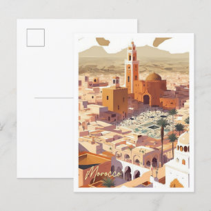 Marokko Afrika Kunst Vintage Reiseillustration Postkarte