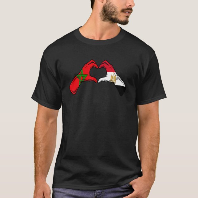 Marokko - Ägyptische Flagge - Marokkanisches Herz T-Shirt (Vorderseite)