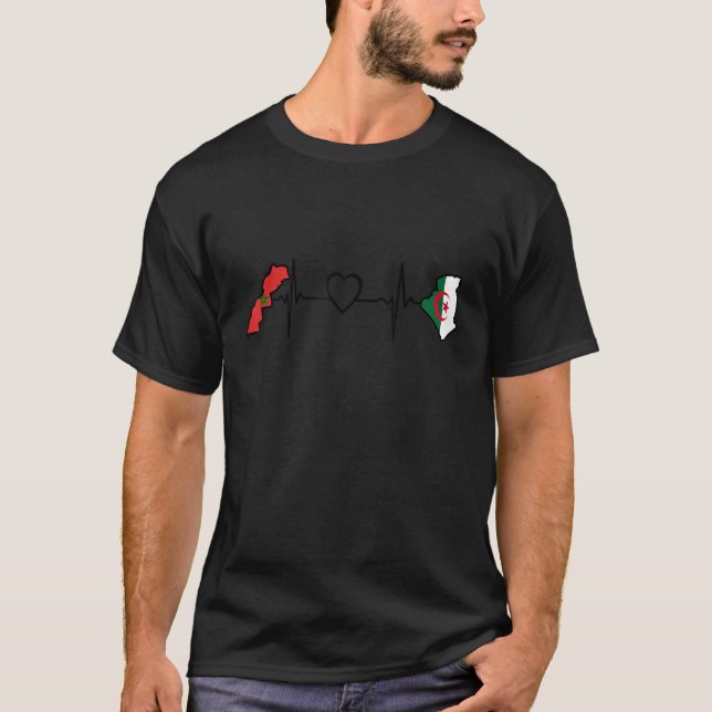 Marokko Algerien Flaggenstaat Marokko Algerischer  T-Shirt (Vorderseite)