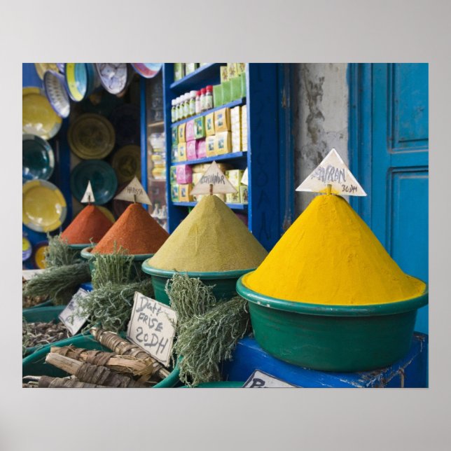 MAROKKO, Atlantikküste, ESSAOUIRA: Gewürzmarkt Poster (Vorne)