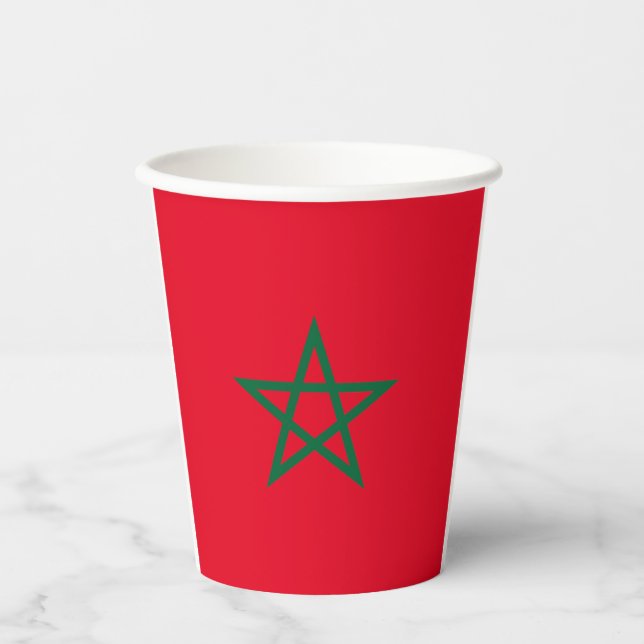 Marokko-Becher mit Flaggenwappen Pappbecher (Vorderseite)