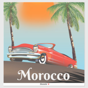 Marokko Classic Red Auto Reiseplakat Aufkleber