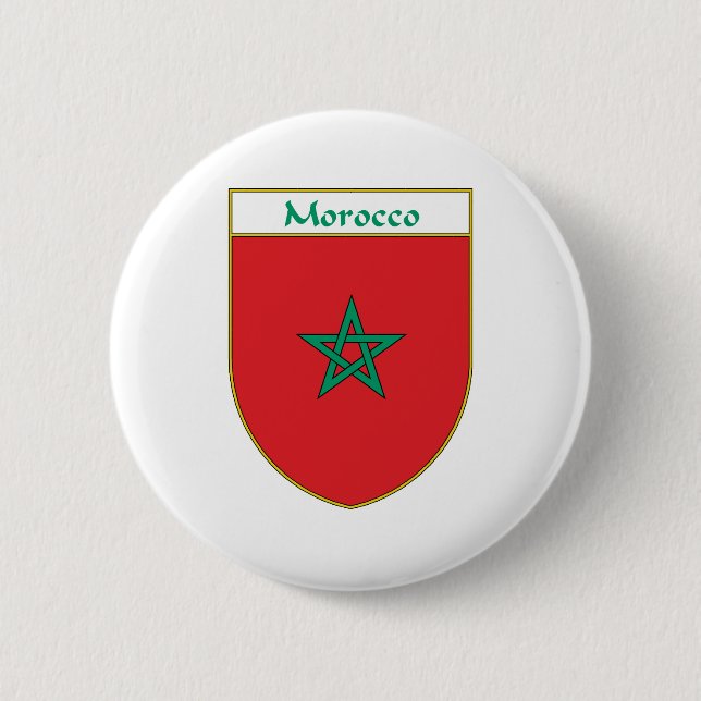 Marokko-Flagge Schild Button (Vorderseite)