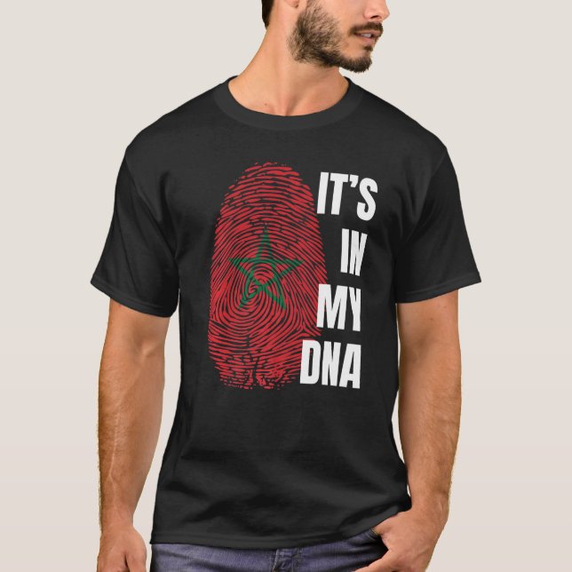 Marokko Flaggen DNA Fingerprint Schwarze Geschicht T-Shirt (Vorderseite)