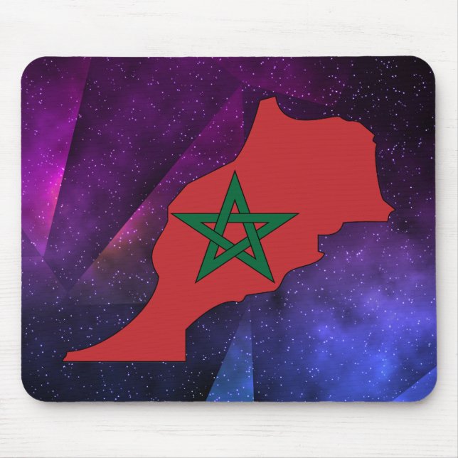 Marokko-Flaggen-Karte auf abstraktem Mousepad (Vorne)