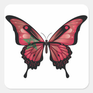 Marokko Frack Butterfly Flag Quadratischer Aufkleber