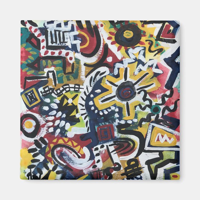 Marokko-Hand bemalt Moderne Kunst Magnet (Vorne)