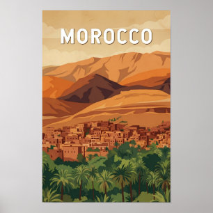 Marokko Illustration Reise Kunst Vintage Poster