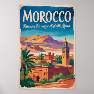 Marokko Illustration Reise Kunst Vintage Poster