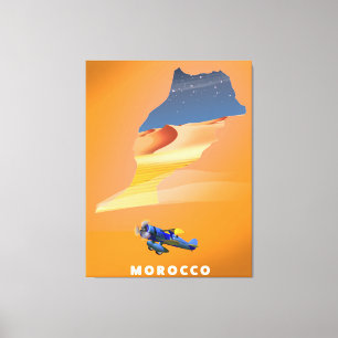 Marokko Illustriert Map Reiseplakat drucken. Leinwanddruck