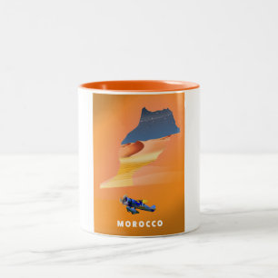 Marokko Illustriert Map Reiseplakat drucken. Zweifarbige Tasse