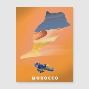 Marokko illustrierte Reiseposter-Karte drucken. Magnetkarte