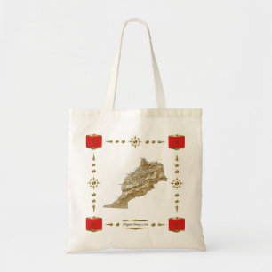 Marokko-Karte + Flaggen-Tasche Tragetasche
