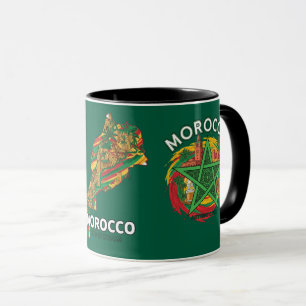 Marokko Karte Stern Flagge Erbe Reise Kaffeetasse