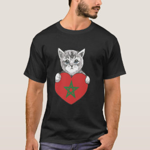 Marokko Katze Herz Wurzeln Marokkanische Flagge Kä T-Shirt